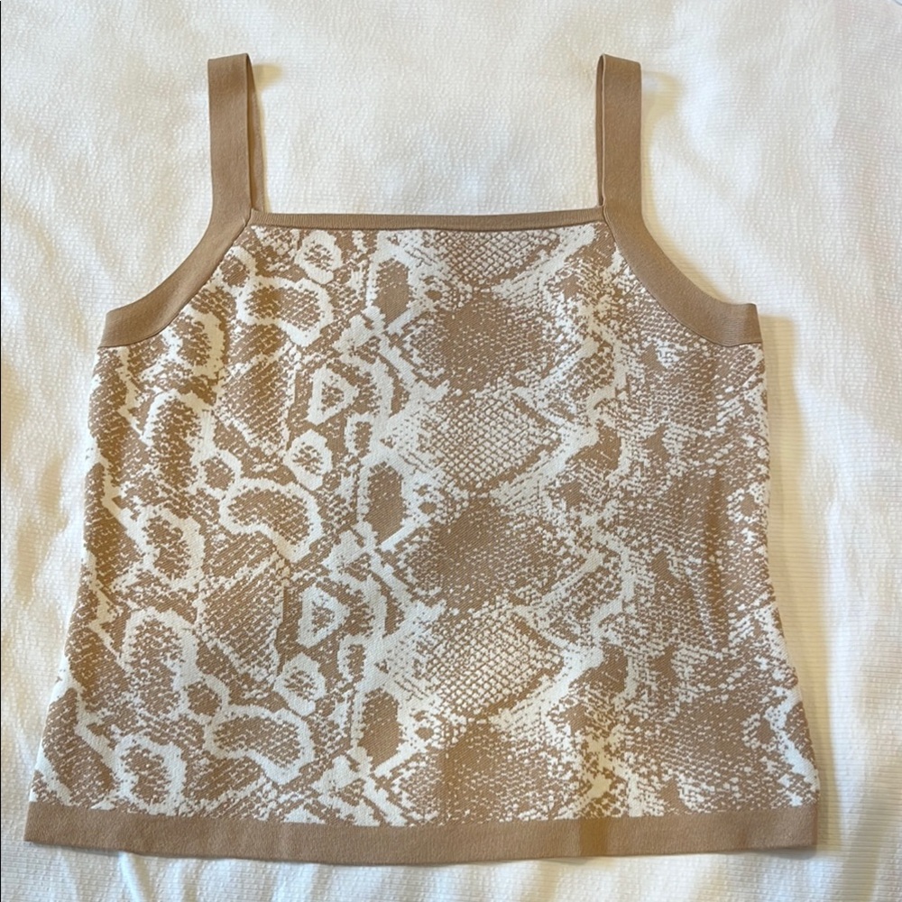 New NINE WEST Knit Tank Top, Crocodile Print, Size Large, NWT & Never Worn